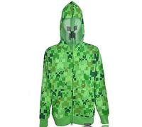 Minecraft Boys Video Game Hoodie - Black and Green Creeper Face - Official Sweatshirt - green - XS