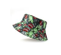 Minecraft Creeper Bucket Hat in Black | Unisex Adults Casual Summer Sun Protection Hat | Gaming Inspired Apparel