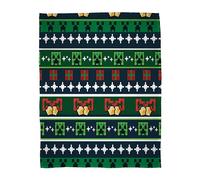 Character World Minecraft Fleece Christmas Blanket | Super Soft Warm Throw with Sherpa Reverse, Xmas Creeper Bells Design | Perfect For Home, Bedroom, Sleepovers & Camping | Size 100 x 150cm