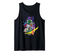 Minecraft Chicken Jockey Mob Paint Brush Strokes Background Tank Top