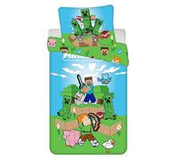Minecraft Children's Bedding Set Double Sided Duvet Cover 140 x 200 cm Pillowcase 70 x 90 cm with Zip 100% Cotton Oeko-Tex Standard 100 for Boys