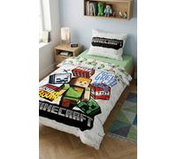 Minecraft Children's Bedding Set - Duvet Cover 140 x 200 cm and Pillowcase 70 x 90 cm - Urban Graffiti Design Alex, TNT & Creeper - 100% Soft Microfibre
