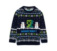 Minecraft Childrens/Kids Creeper Wool Christmas Jumper - Navy - 13-14 Years - Navy