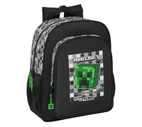 MINECRAFT - Children's School Backpack, Adaptable to Trolley, Ideal for School Children, Comfortable and Versatile, Quality and Resistance, 32 x 12 x 38 cm, Black/Grey/Green, Black / Grey / Green,