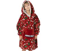 Minecraft Christmas Blanket Hoodie | Unisex Kids Red | Official Minecraft Red One Size