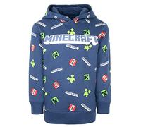 Minecraft - Clothes - Boys Patterned Hoodie - 100% Cotton Navy Hoodie - Creeper Hoodie- Navy (9-10 Years)