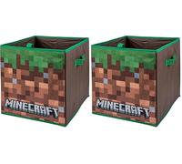 Minecraft Collapsible Storage Boxes with Handles Durable Fabric Foldable Toys Storage Cubes | Compatible Ikea Kallax Furniture | Perfect For Organising Kids Room & Playroom (Pack of 2)