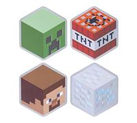 Minecraft Cork-Backed Metal Coasters - Set of 4 - Steve, Creeper, Diamond Ore, TNT Block - Officially Licensed Cool Gift and Decor Gamers | Paladone