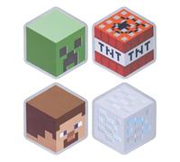 Minecraft Cork-Backed Metal Coasters - Set of 4 - Steve, Creeper, Diamond Ore, TNT Block - Officially Licensed Cool Gift and Decor Gamers | Paladone