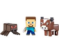 Minecraft Cow/Steve with Pickaxe and Spider Figure (Pack of 3)