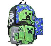 Minecraft Creeper 16 Inch 5-Piece Backpack, Lunch Bag, Pencil Case, Keychain, & Carabiner Set
