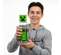 Minecraft Creeper 3D Head Water Bottle Ecozen 540ml BPA Free | Official Minecraft Creeper Ecozen Drinks Bottle With 3D Character Lid