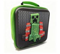 Minecraft Creeper 3D Kids Lunch Bag for School - Durable Insulated Food Bag for Lunch Boxes and Snacks + Handle + Zip for Minecraft Game Fans