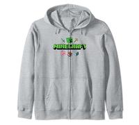 Minecraft Creeper And Pig Text Logo Zip Hoodie