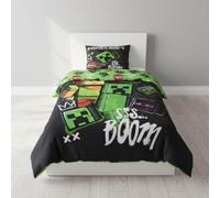 Minecraft Creeper Boom Bed Linen Set 2-Piece 135 x 200 cm 100% Cotton Gaming Bedding for Children