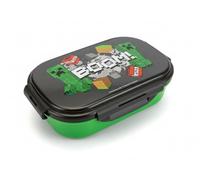 Minecraft Creeper Boom Bento Lunch Box with Spork, 2 Compartments, Leak-Proof Lid, BPA-Free, Dishwasher Safe, Official Minecraft Kids Lunch Container