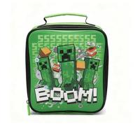 Minecraft Creeper Boom Insulated Lunch Bag Kids Green TNT Creeper Lunch Box Thermal School Food Bag with Carry Handle Wipe Clean BPA Free 23cm