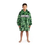 Minecraft Creeper Boys Green Blanket Hoodie | Cosy Fleece Pullover for Lounging & Comfort Wear | Long Sleeve Hooded Loungewear for Kids Merch