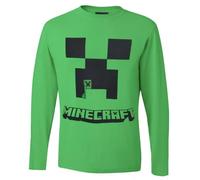 Minecraft Creeper Chicken Jockey Kids Movie T-Shirts Official Unisex Black Long Sleeved Shirt (UK, Age, 6 Years, Green)