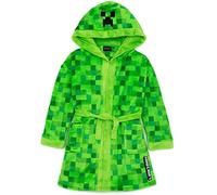 Minecraft Creeper Dressing Gown For Boys & Girls | Kids Green Soft Pixelated Bathrobe With Creeper Face Hood | Teens & Children’s Nightwear Robe | Gamer Gifts