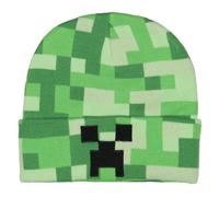Minecraft Creeper Embroidered Face Allover Pixelated Design Gamer Cuffed Adult Beanie Hat OSFM for Men Women Green, Green, One size