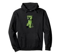 Minecraft Creeper Graffiti Sit Pullover Hoodie, Adult Unisex, Black, Large