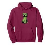 Minecraft Creeper Graffiti Sit Pullover Hoodie, Adult Unisex, Burgundy, X-Large