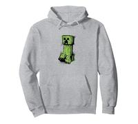 Minecraft Creeper Graffiti Sit Pullover Hoodie, Adult Unisex, Heather Grey, XX-Large
