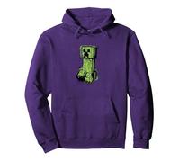 Minecraft Creeper Graffiti Sit Pullover Hoodie, Adult Unisex, Purple, X-Large