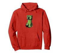 Minecraft Creeper Graffiti Sit Pullover Hoodie, Adult Unisex, Red, X-Large