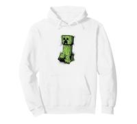Minecraft Creeper Graffiti Sit Pullover Hoodie, Adult Unisex, White, Medium