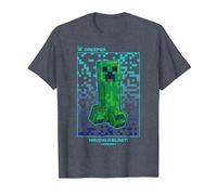 Minecraft Creeper Having A Blast! Pixelated Poster T-Shirt, Men, Heather Blue, XX-Large
