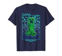 Minecraft Creeper Having A Blast! Pixelated Poster T-Shirt, Men, Navy Blue, Small