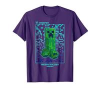 Minecraft Creeper Having A Blast! Pixelated Poster T-Shirt, Men, Purple, 3X-Large