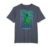 Minecraft Creeper Having A Blast! Pixelated Poster T-Shirt, Men's Big and Tall, Heather Blue, 6X Tall