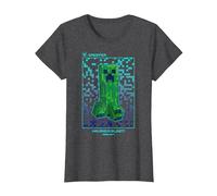Minecraft Creeper Having A Blast! Pixelated Poster T-Shirt, Women, Dark Heather Grey, X-Small