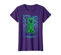 Minecraft Creeper Having A Blast! Pixelated Poster T-Shirt, Women, Purple, Large