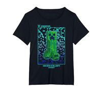 Minecraft Creeper Having A Blast! Pixelated Poster T-Shirt, Women's Plus, Black, 5X