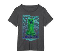 Minecraft Creeper Having A Blast! Pixelated Poster T-Shirt, Women's Plus, Dark Heather Grey, 6X