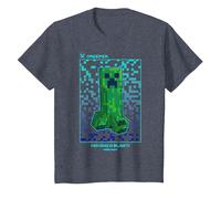 Minecraft Creeper Having A Blast! Pixelated Poster T-Shirt, Youth, Heather Blue, Small