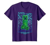 Minecraft Creeper Having A Blast! Pixelated Poster T-Shirt, Youth, Purple, Small