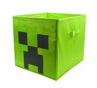 Minecraft Creeper Kids Bedroom Storage Boxes + Handles Durable Fabric Foldable Box Cubes Compatible Kallax Furniture | Organiser for Kids Toy Room & Playroom