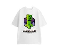 Minecraft Creeper Mens White Graphic Tee | Short Sleeve T-Shirt | Casual Wear Movie Merchandise Movie Promotion Apparel | Classic Crew Neck Top - X-Large
