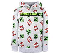 Minecraft Creeper Patterned Hoodie - Boys Grey (9-10 Years), 100% Cotton