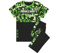 Minecraft Creeper Pyjamas For Boys | Kids Long Or Short Bottoms Options & Gamer T-Shirt | Childrens PJ Set Merchandise