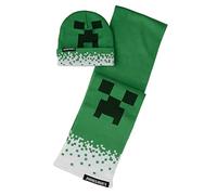 Minecraft Creeper & TNT Knit Scarf & Cuff Beanie Cold Weather Set for Kids & Adults, 2 PC Set, Creeper, One size