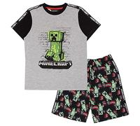 Minecraft Creeper TNT Short Pyjamas Set, Kids, 7-13 Years, Black/Heather Grey, Official Merchandise