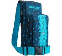 Minecraft Crossbody Bag for Boys Teens Creeper Sling Bag with Compartments Adjustable Strap Chest Bag for Travel Holidays Ideal for Phone Wallets Gamer Gifts (Blue)