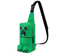 Minecraft Crossbody Bag for Boys Teens Creeper Sling Bag with Compartments Adjustable Strap Chest Bag for Travel Holidays Ideal for Phone Wallets Gamer Gifts (Green)