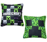 Character World Minecraft Official Gaming Square Cushion | Green Cubed Design Reversible 2 Sided Creeper Pillow | Perfect for the Bedroom or on the Sofa 40cm x 40cm